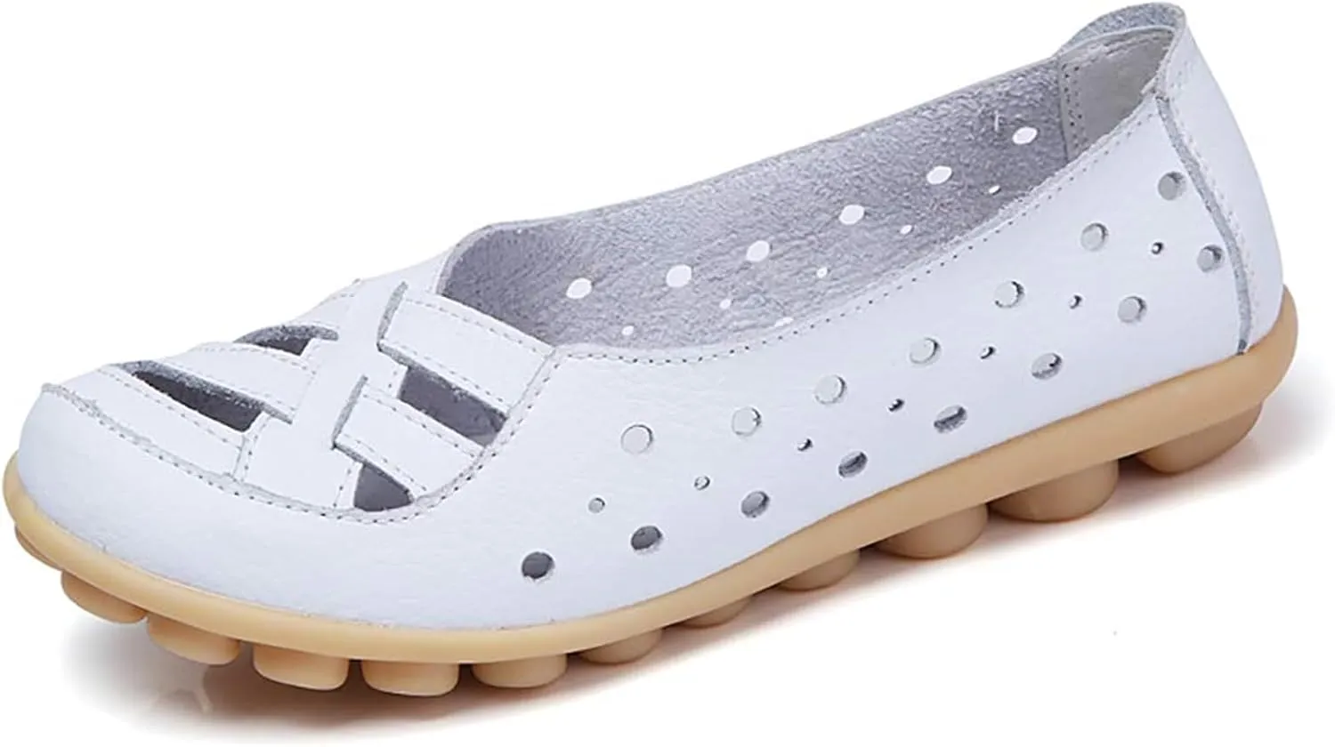 Womens Flat Sandals 2025 Summer Orthopedic Sandals Comfort Walking Office Flat Loafer Hollow Out Slip On Breathable Shoes Casual Leather Fashion Flats for Women