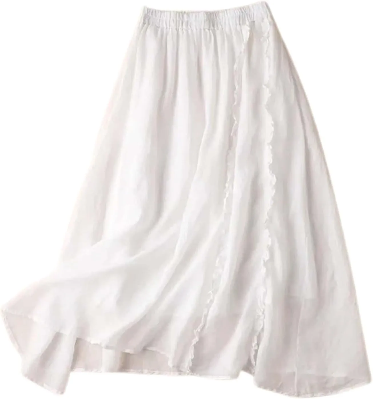Women's Floral Print Midi Maxi Skirts 2025 Summer Casual Aline Elastic High Waist Pleated Flowy Long Skirt Pockets