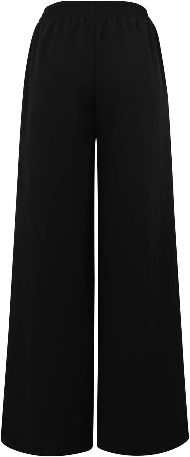 Womens Linen Blend Summer Comfy Pants Low Waist Bootcut Plus Size Palazzo Lounge Pants Work Business