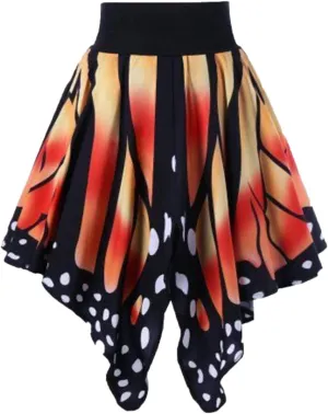 Women's Midi Length Skirt Layered Tulle A Line Skirts Butterfly Print Elastic Waist Ballet Bubble Skirt Carnival