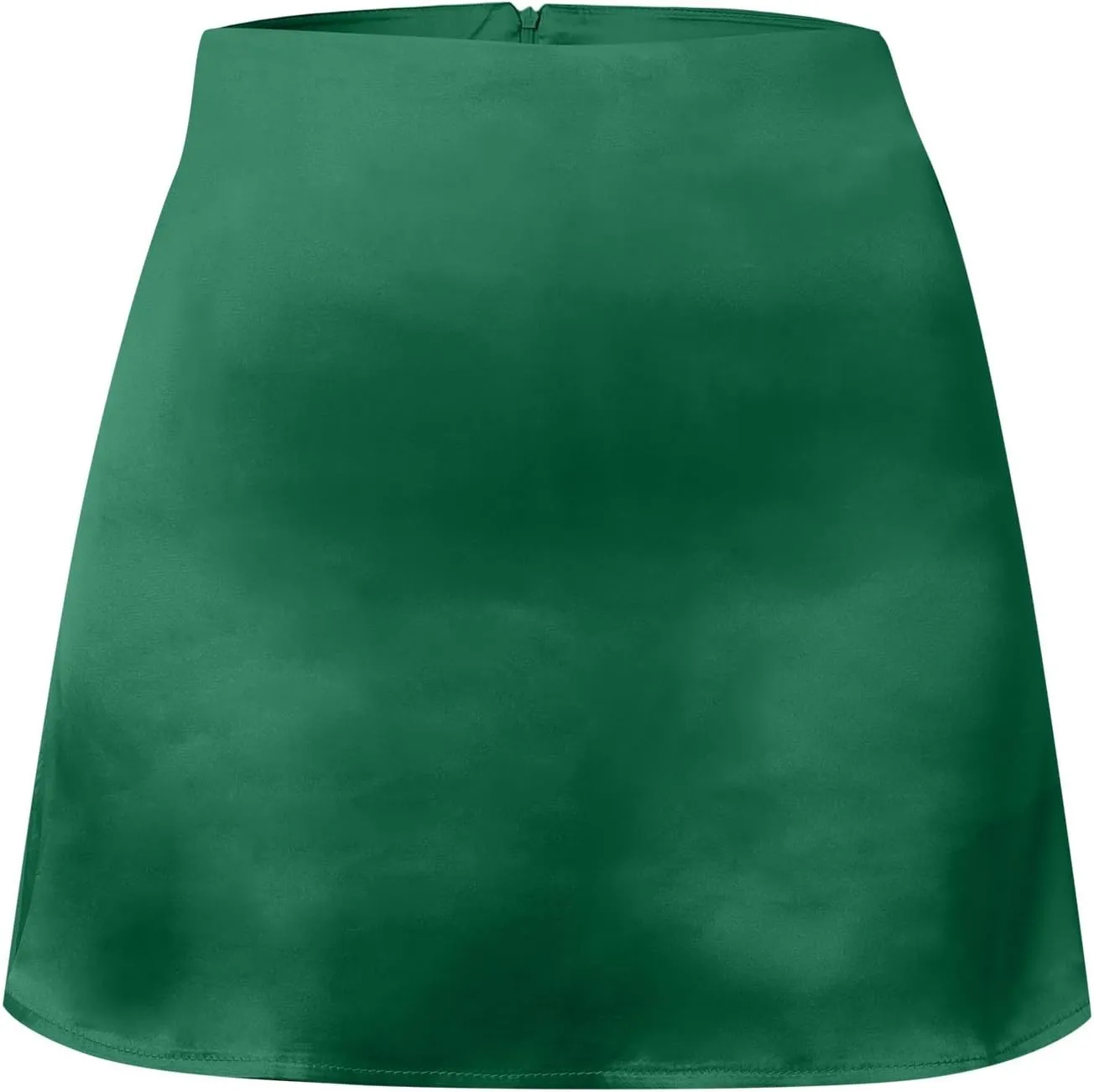 Women's Mini Skirts Casual High Waisted Stain Silk A-Line Zipper Fall Short Skirt Rave Festival Party Skirts