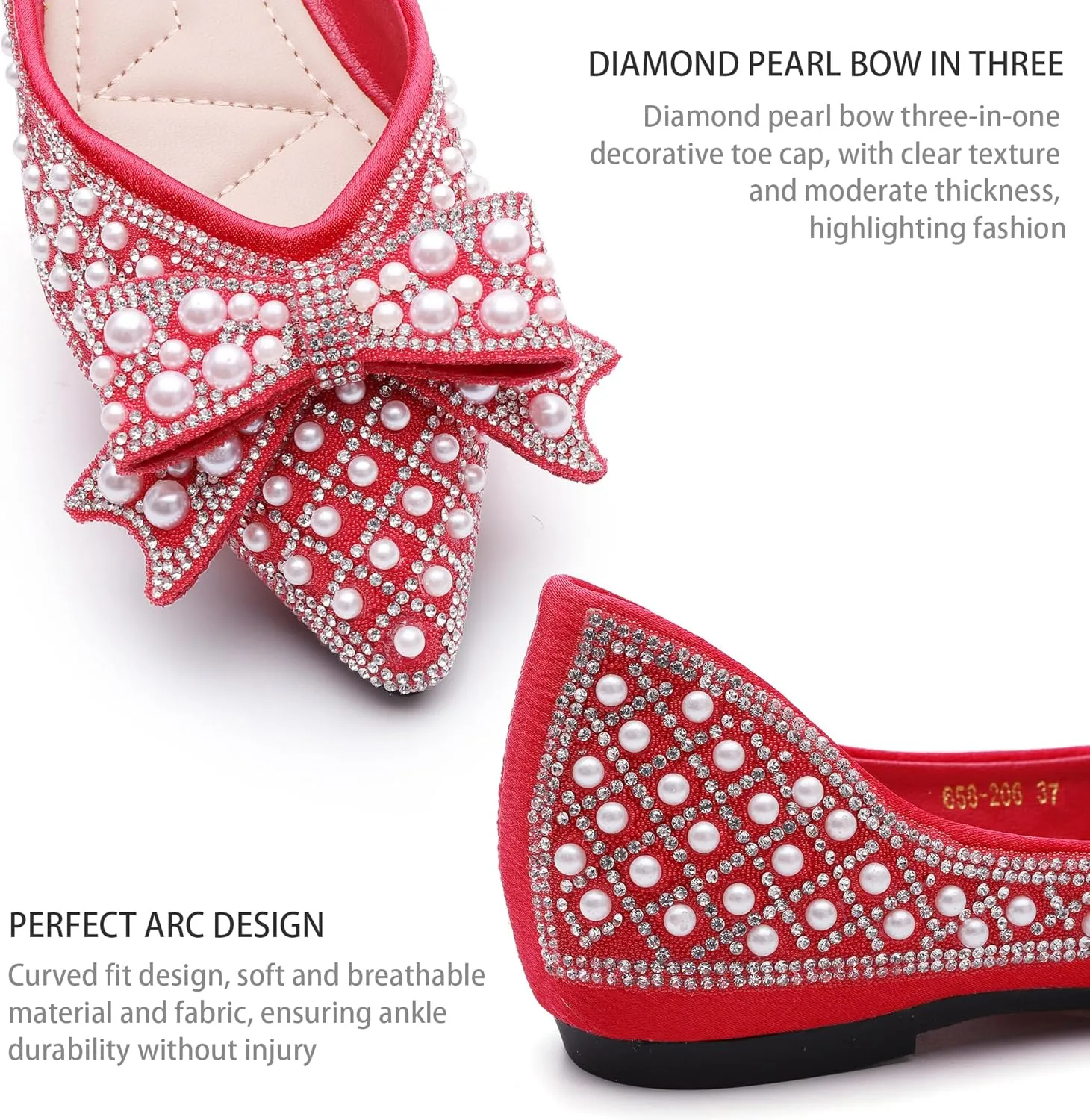 Women's Rhinestone Flats Pointed Toe Low Heel Wedding Shoes Comfortable Women Dress Shoes ?