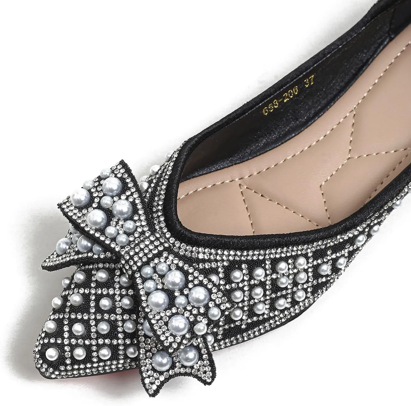 Women's Rhinestone Flats Pointed Toe Low Heel Wedding Shoes Comfortable Women Dress Shoes ?