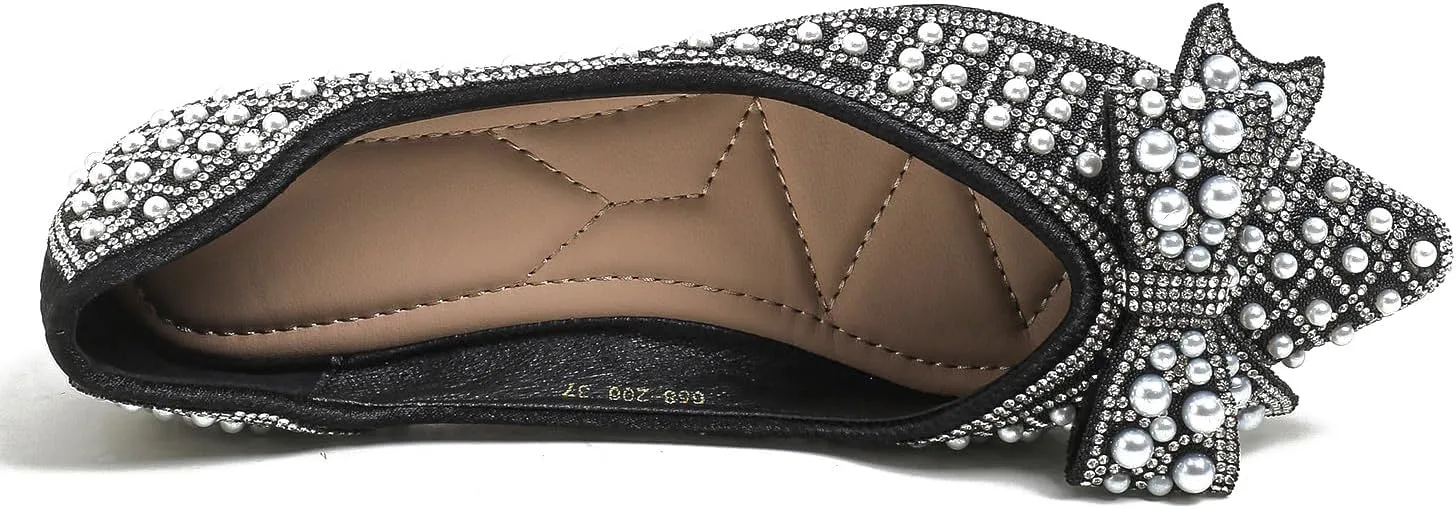Women's Rhinestone Flats Pointed Toe Low Heel Wedding Shoes Comfortable Women Dress Shoes ?