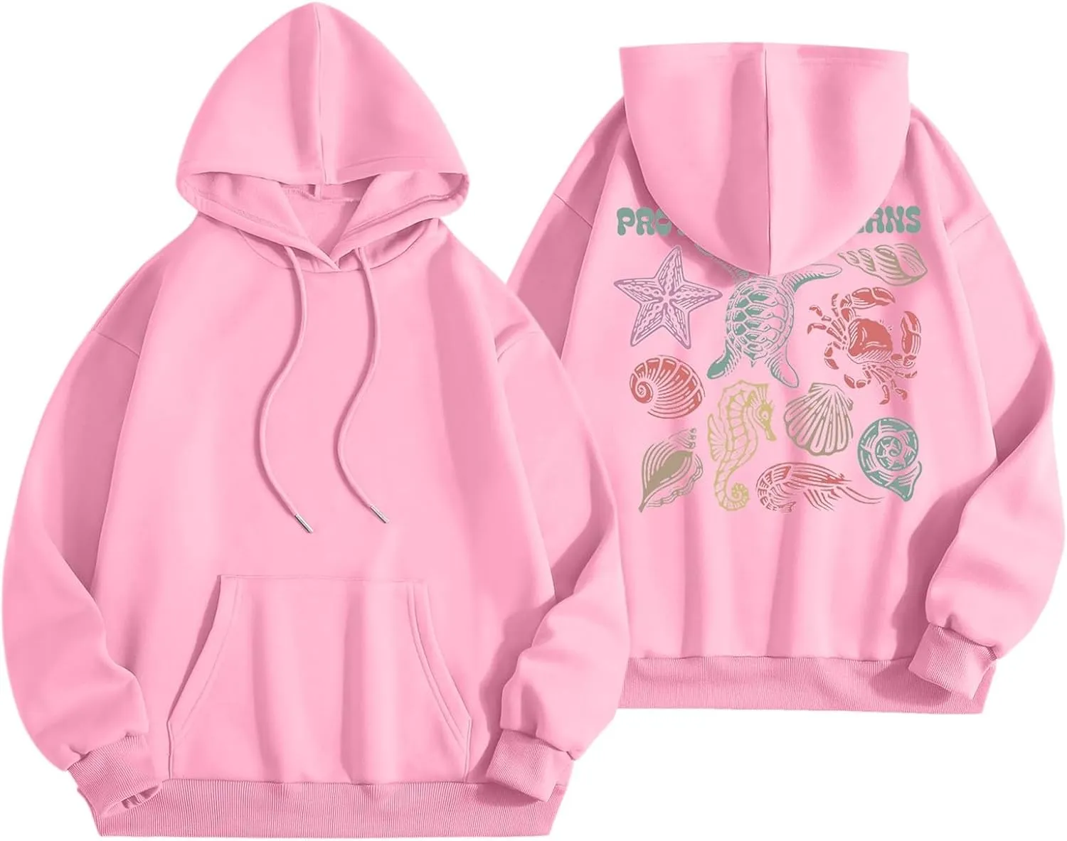Womens Sweatshirt Graphic Oversized Hoodies Ocean Print Comort Long Sleeve Drawstring Pullover Surfing Hoodie