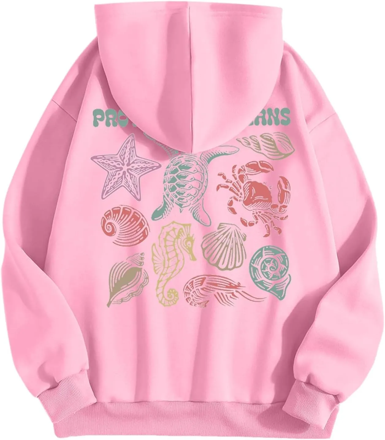 Womens Sweatshirt Graphic Oversized Hoodies Ocean Print Comort Long Sleeve Drawstring Pullover Surfing Hoodie