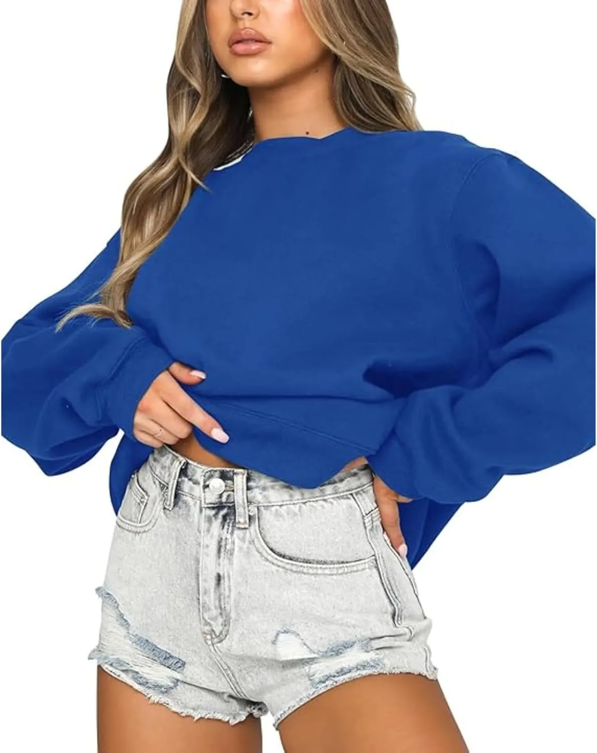 Women's Sweatshirts Hoodies Crewneck Oversized Fleece Pullover Sweaters Cute Top Y2K Teen Girls Preppy Clothes 2024