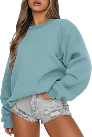 Women's Sweatshirts Hoodies Crewneck Oversized Fleece Pullover Sweaters Cute Top Y2K Teen Girls Preppy Clothes 2024