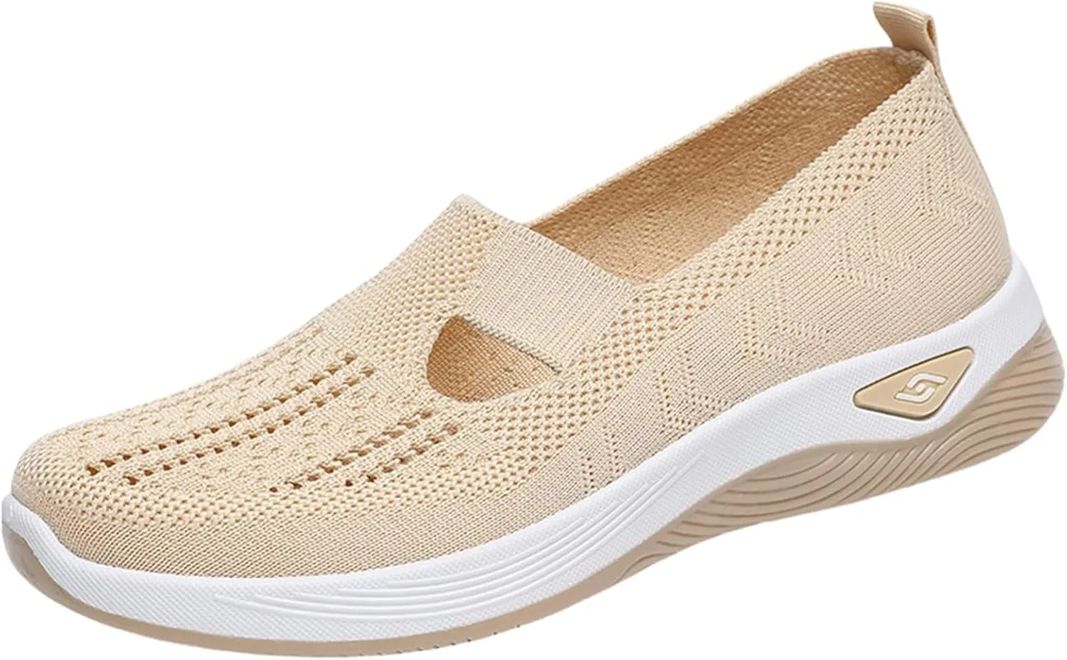 Women's Woven Breathable Soft Sole Shoes Arch Support Comfort Slip on Sneakers Mesh Work Walking Shoes Running Jogging Shoe Outdoor Fashion Lightweight Breathable Orthopedic Wide Sneaker