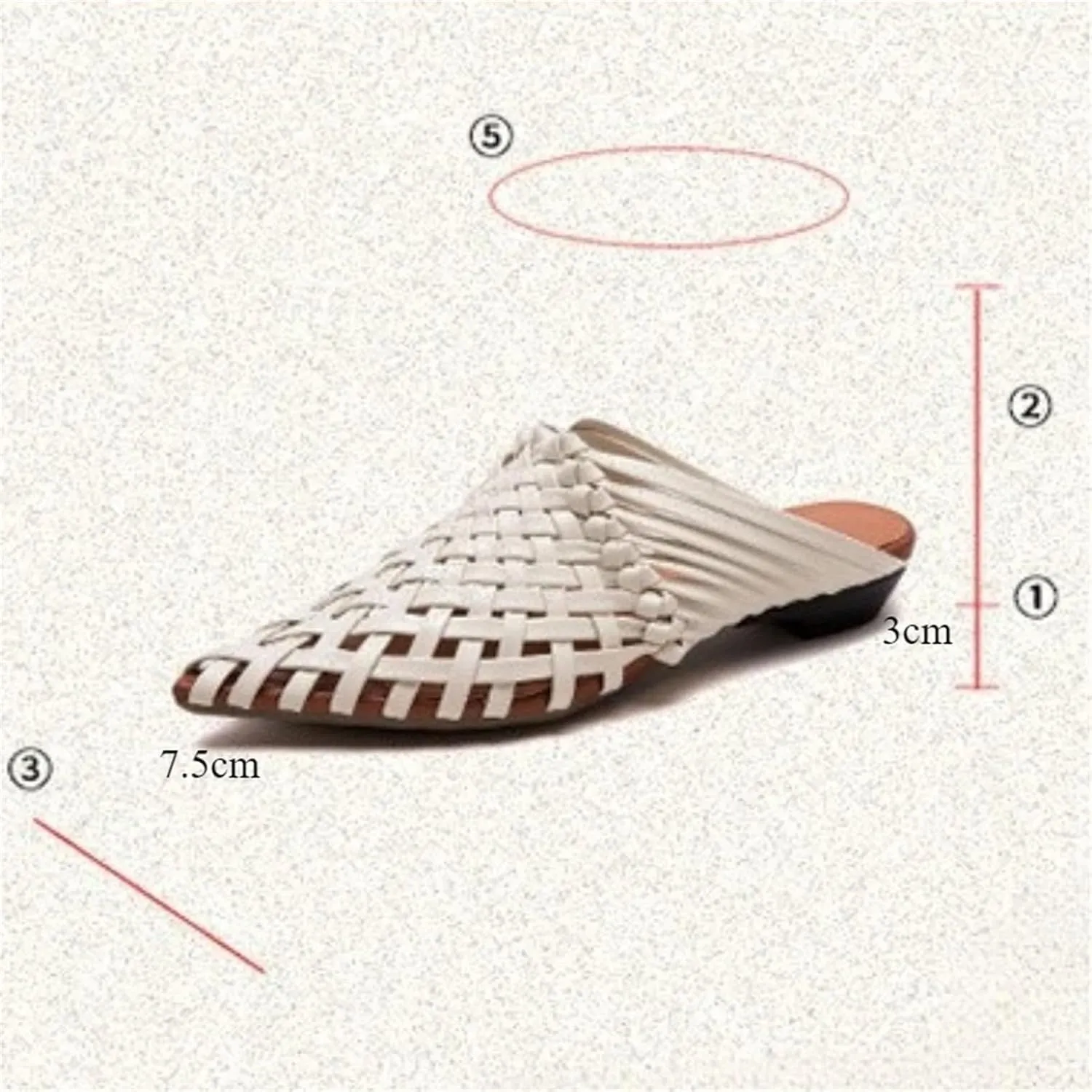 Women's Woven Leather Mary Jane Flats - Pointed Toe Summer Fashion Slippers
