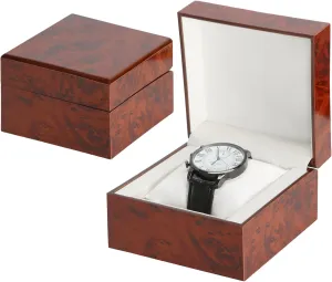 Wooden Single Watch Gift Box with Pillow, Wood Wristwatch Wrist Watch Case Storage Box for Christmas, Birthdays, Anniversary (Wood Color A)