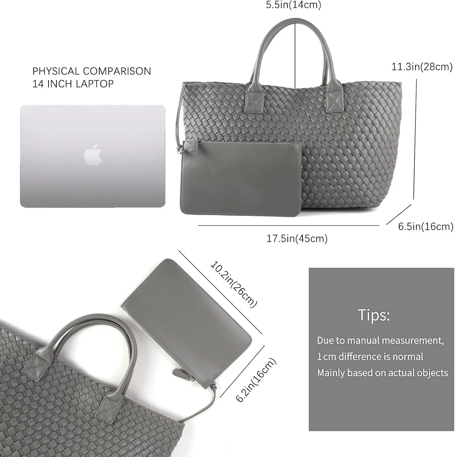 Woven Tote Bag for Women Retro Handwoven Shoulder Travel Handbag Large Capacity Hobo Vegan Leather Bags with Purse