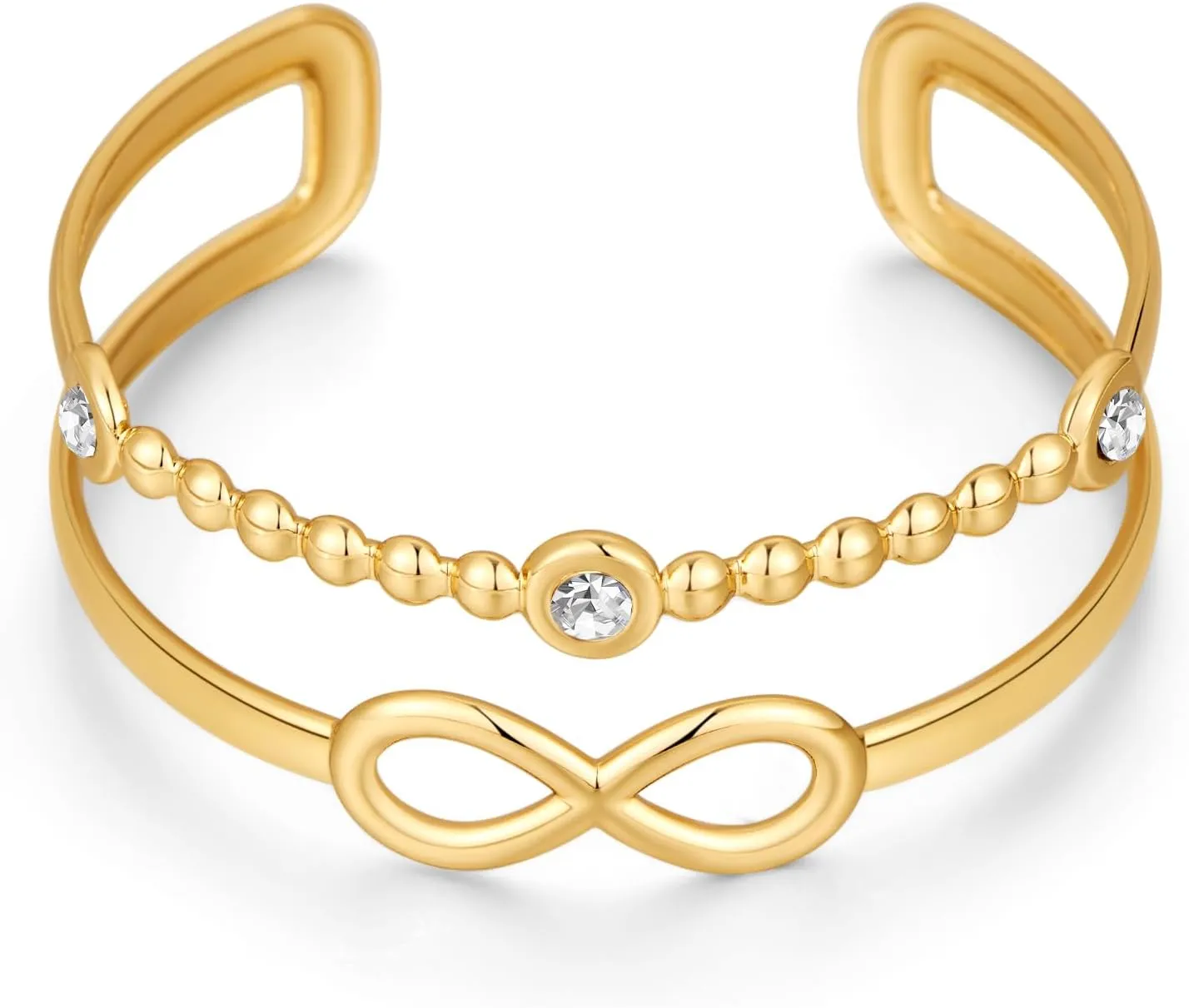 WOWORAMA Infinity Gold Cuff Bracelets for Women Chunky Layered Bangles Bracelet Gold Zircon Cuff Bracelet Adjustable Statement Bracelets Trendy Jewelry
