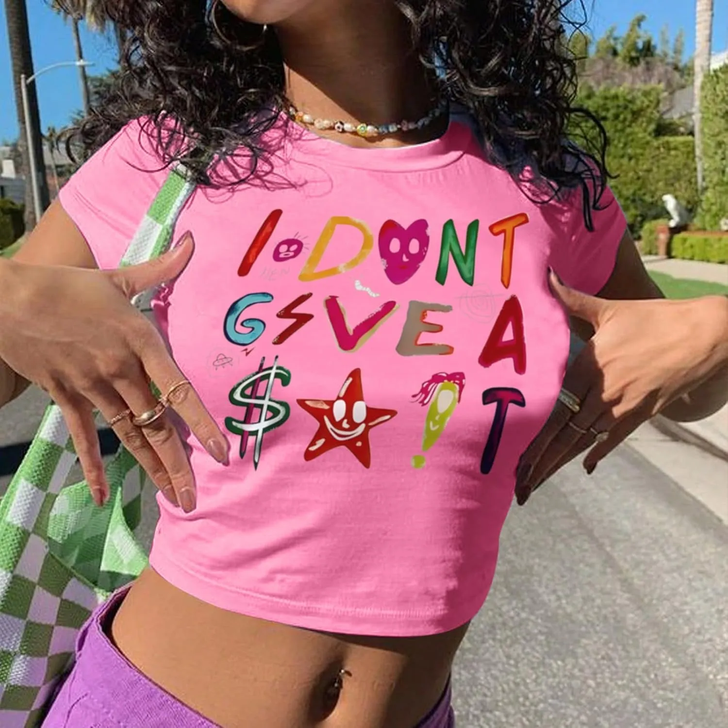 Y2K Baby Tees Graphic Crop Tops for Women Cropped Tshirt Summer Aesthetic Fairy Grunge Tops Clothes for Teen Girls