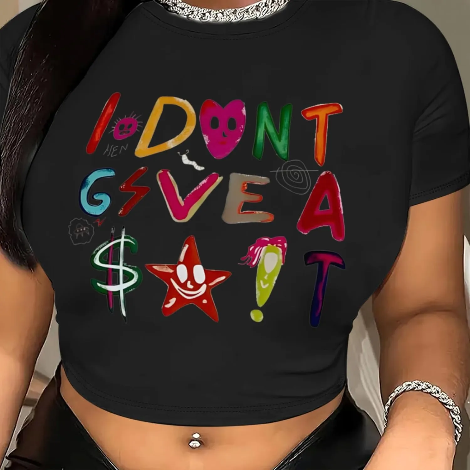 Y2K Baby Tees Graphic Crop Tops for Women Cropped Tshirt Summer Aesthetic Fairy Grunge Tops Clothes for Teen Girls