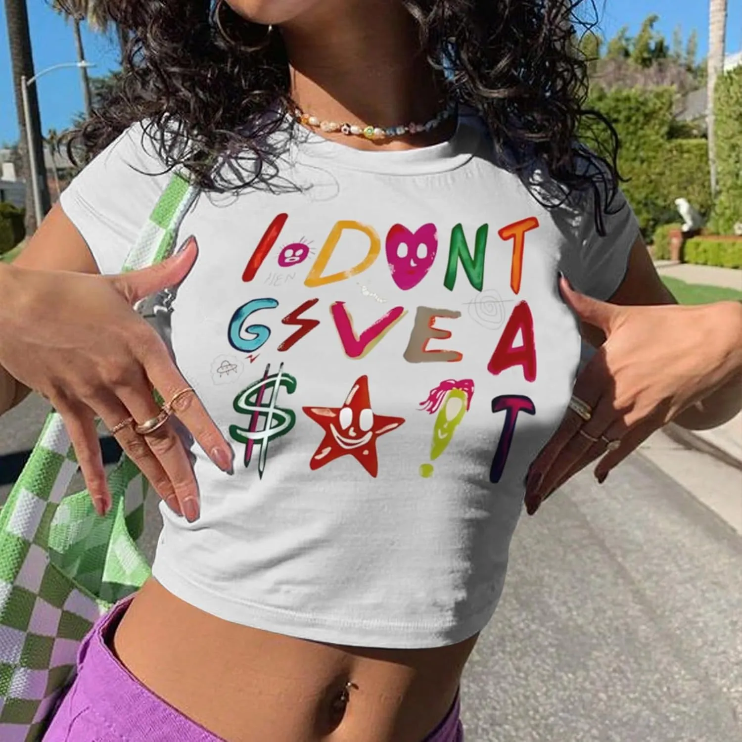 Y2K Baby Tees Graphic Crop Tops for Women Cropped Tshirt Summer Aesthetic Fairy Grunge Tops Clothes for Teen Girls