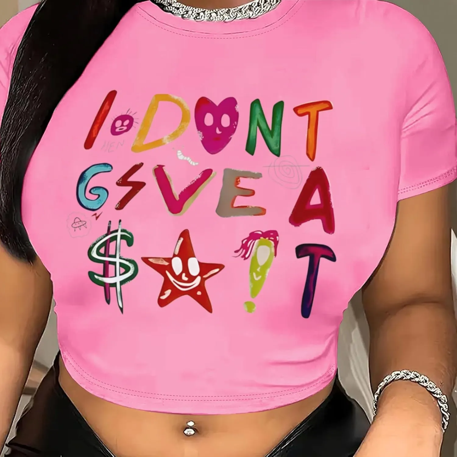 Y2K Baby Tees Graphic Crop Tops for Women Cropped Tshirt Summer Aesthetic Fairy Grunge Tops Clothes for Teen Girls