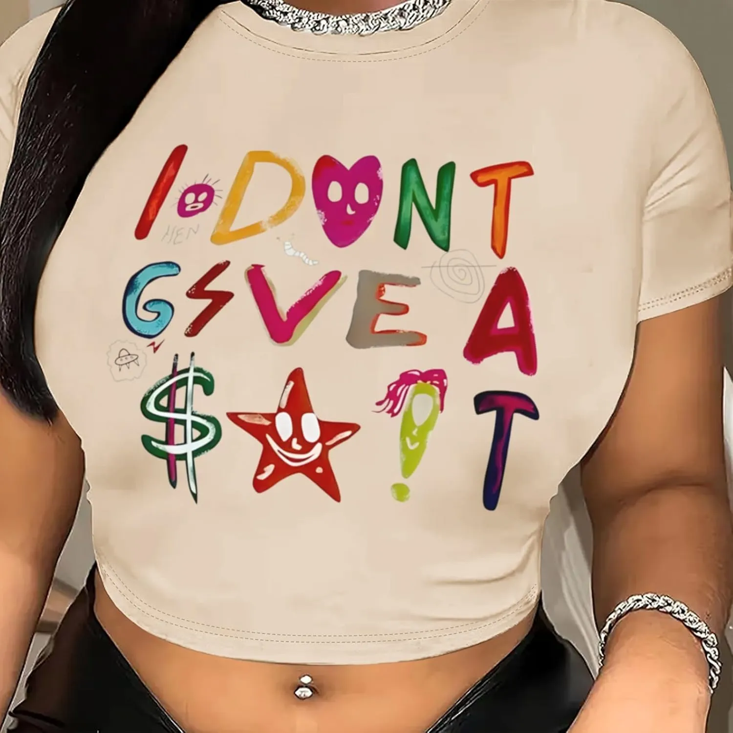 Y2K Baby Tees Graphic Crop Tops for Women Cropped Tshirt Summer Aesthetic Fairy Grunge Tops Clothes for Teen Girls