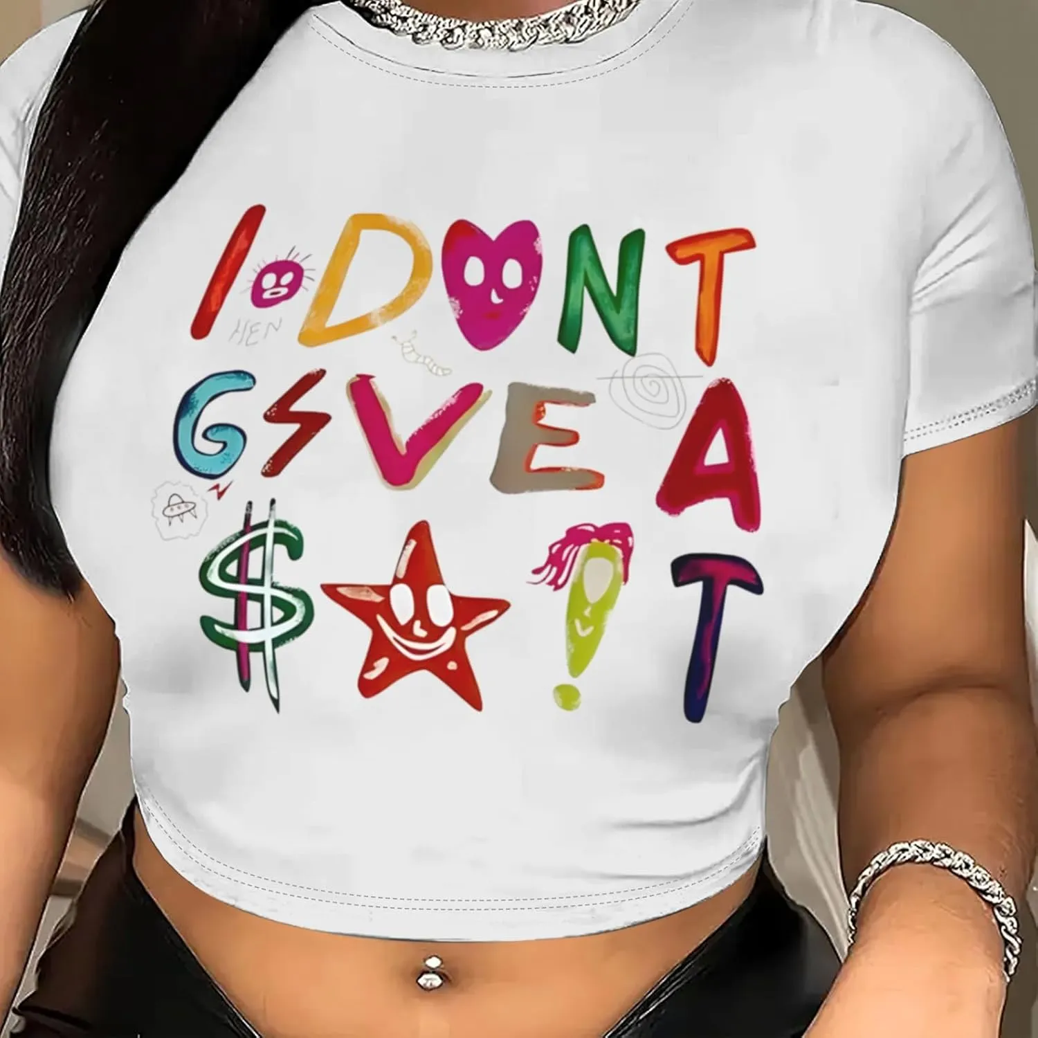 Y2K Baby Tees Graphic Crop Tops for Women Cropped Tshirt Summer Aesthetic Fairy Grunge Tops Clothes for Teen Girls