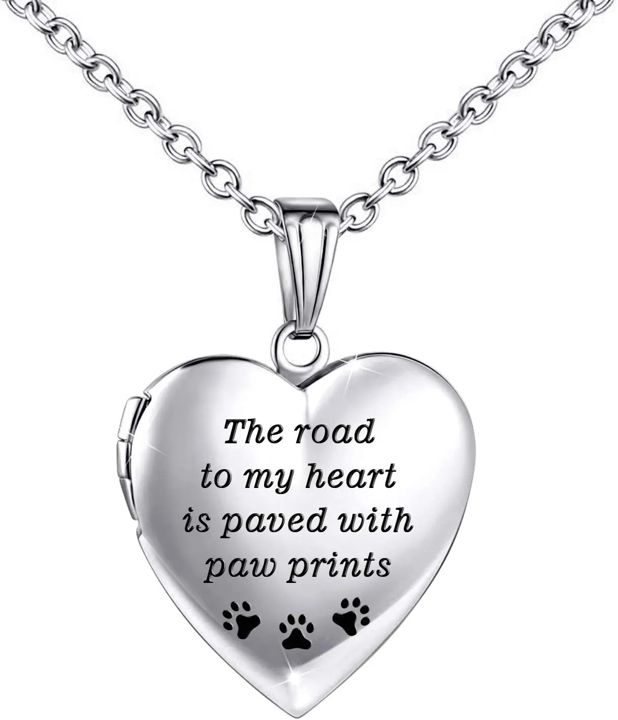 YOUFENG Dog Paw Locket Necklace that Holds Pictures Love Heart Photo Locket Crystals Necklace Pendant Birthday Gifts