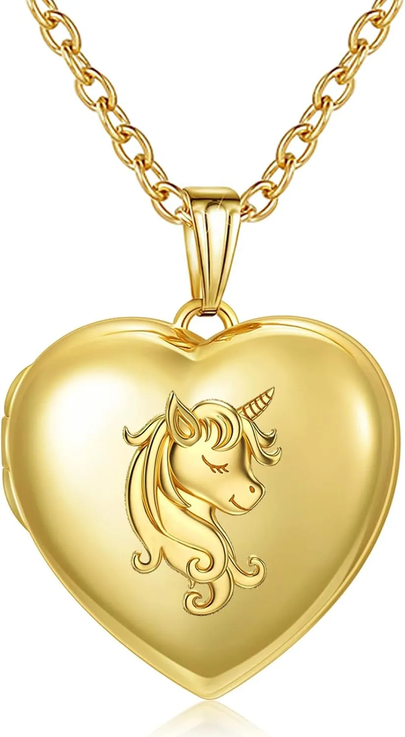 YOUFENG Love Heart Locket Necklace that Holds Pictures Polished Lockets Necklaces Birthday Gifts