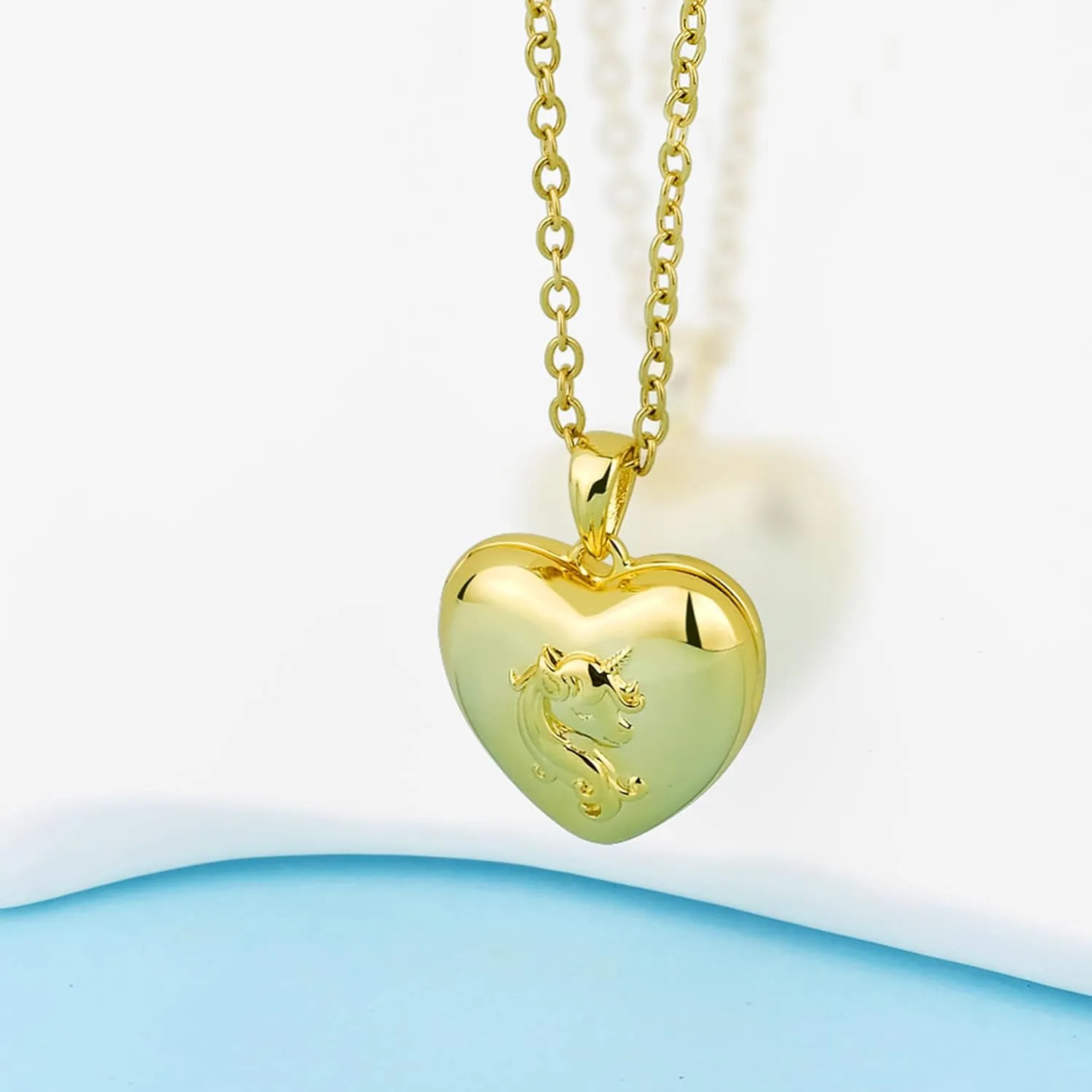 YOUFENG Love Heart Locket Necklace that Holds Pictures Polished Lockets Necklaces Birthday Gifts