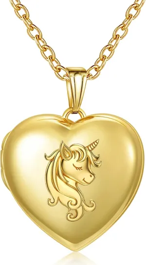 YOUFENG Love Heart Locket Necklace that Holds Pictures Polished Lockets Necklaces Birthday Gifts
