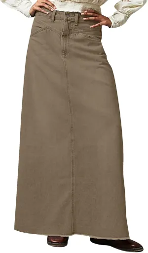 YUTANRAL Long Denim Skirt for Women Trendy Casual A-Line Maxi Skirt High Waisted Jean Skirt with Pockets